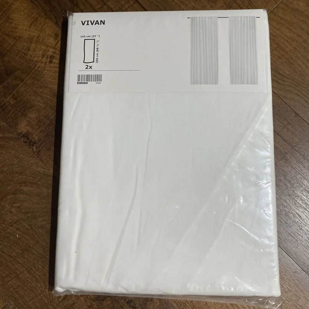 Ikea VIVAN White Curtain Panel Set 2 NEW 57 x 98.5